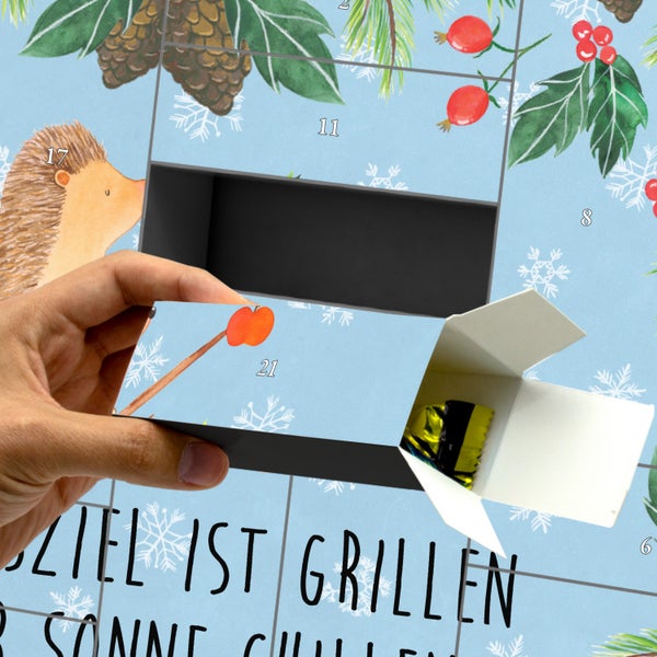 Mr. & Mrs. Panda Befüllbarer Adventskalender Igel Grillen - Blau Pastell