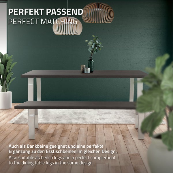 ML-Design 2er Set Tischbeine Loft 44x42 cm, Silber, Profil 8x2cm, Stahl, Industriedesign, U-Form, Metall Tischgestell scandic, Tischkufen Tischuntergestell Möbelfüße Bankkufen Bankgestell Bankbeine