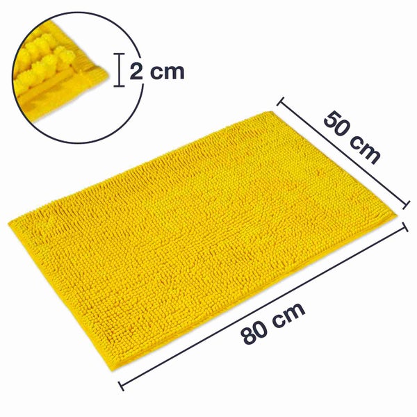 Gelbe Badematte, 80 cm x 50 cm, Florhöhe 2 cm