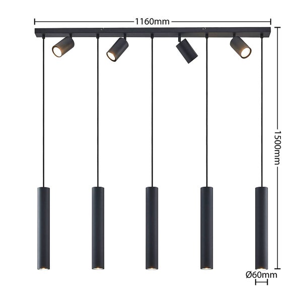 Lindby Pendelleuchte Sanad (Modern) in Schwarz aus Metall (9 flammig, GU10) - Deckenlampe Esstischlampe Hängelampe Hängeleuchte Wohnzimmerleuchte