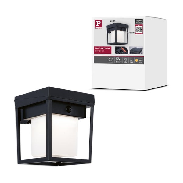 Paulmann Solar Wandleuchte Basic Line Ferrara mit Bewegungsmelder in quadratischer Form für den Außenbereich inklusive Verpackungskarton