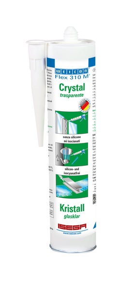 WEICON Flex 310 M® Kristall | elastischer Klebstoff auf MS-Polymer-Basis im Presspack für ermüdungsfreies Arbeiten | 310 ml | transparent