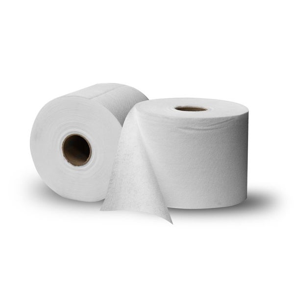 Zwei Rollen weißes Putzpapier für Werkstatt und Reinigung.