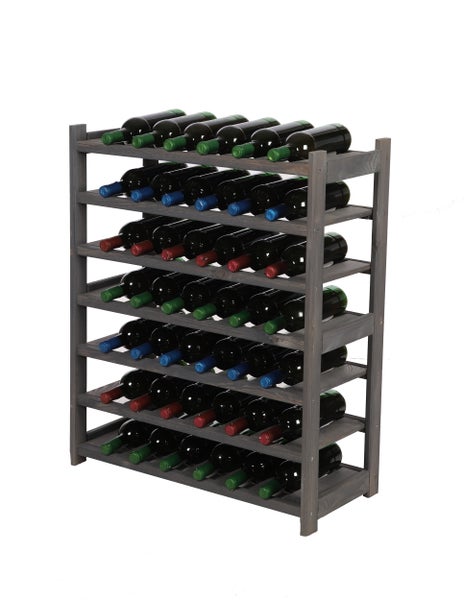 PROREGAL Weinregal SPREEWALD HxBxT 86x70x33cm 42 Flaschen auf 7 Ebenen Massives Kiefernholz Grau geölt