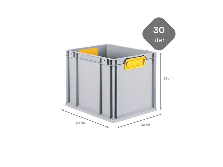 PROREGAL Eurobox Nextgen Color HxBxT 32 x 30 x 40 cm 30 Liter Griffe Gelb Geschlossen Glatter Boden Eurobehälter Transportbox