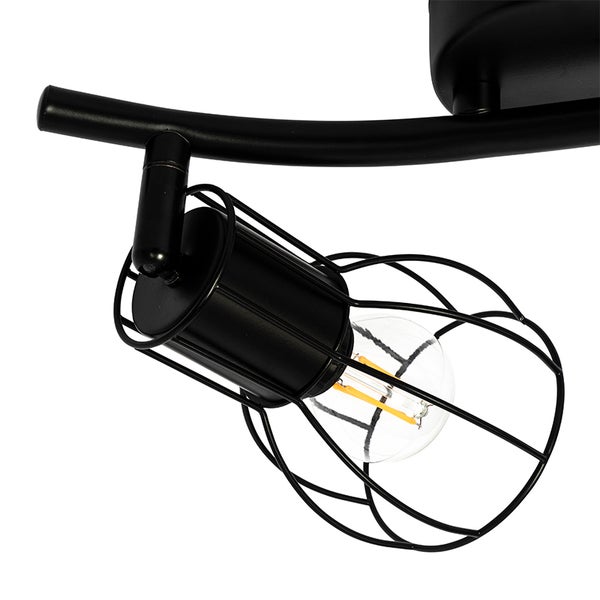 Schwarze Deckenleuchte mit Drahtkäfig