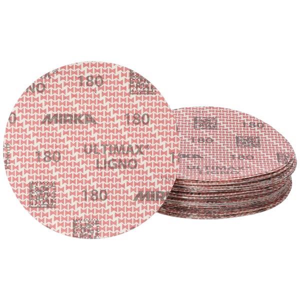 Mirka Ultimax Ligno Ø 150mm Schleifscheiben Klett Multifit / Korn 180 / 100 Stück / Multi-Lochung / zum Schleifen von Holzoberflächen