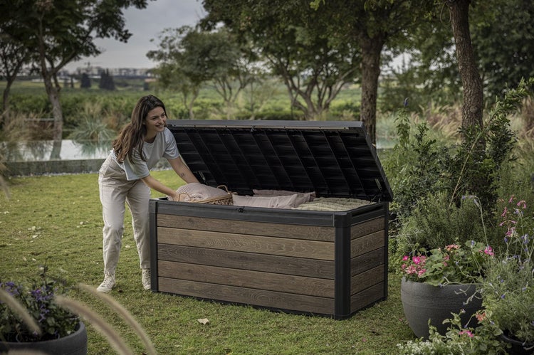 Keter Walnut Aufbewahrungsbox - 570L - 142,5x65,3x78,2cm - Dunkelbraun