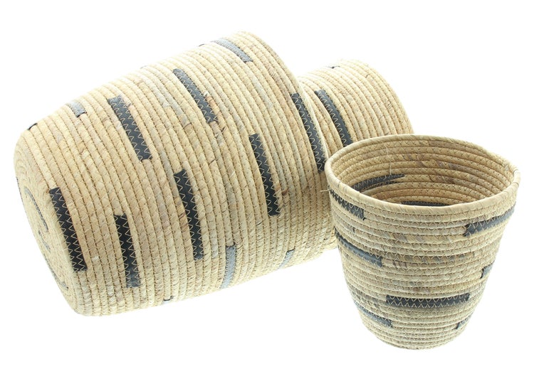 FRANK FLECHTWAREN|Füllkorb Adria, 3er Set, Ø 20 x 20 cm, Ø 25 x 25 cm, Ø 30 x 30 cm , WASSERHYAZINTHE, KUNSTSTOFF