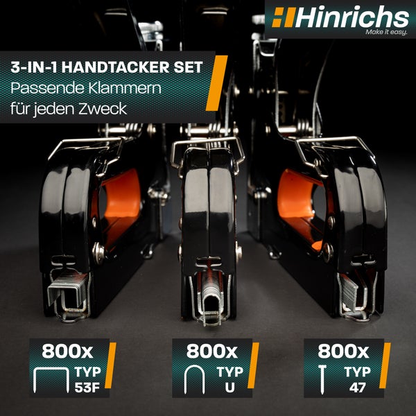 3-in-1 Handtacker Set mit verschiedenen Klammern