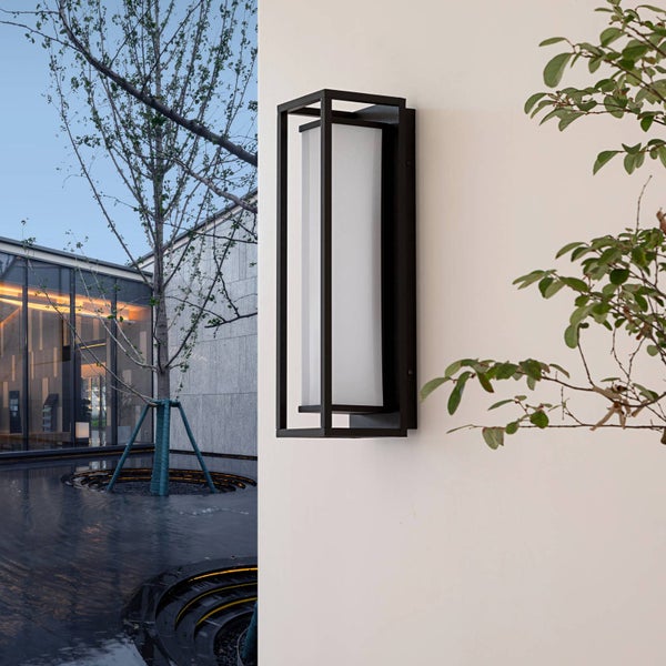 Lucande LED Wandleuchte außen Banetti (spritzwassergeschützt (Modern) in Schwarz aus Aluminium (1 flammig, ) - Außenwandleuchten Wandlampe Led Außenlampe Outdoor für