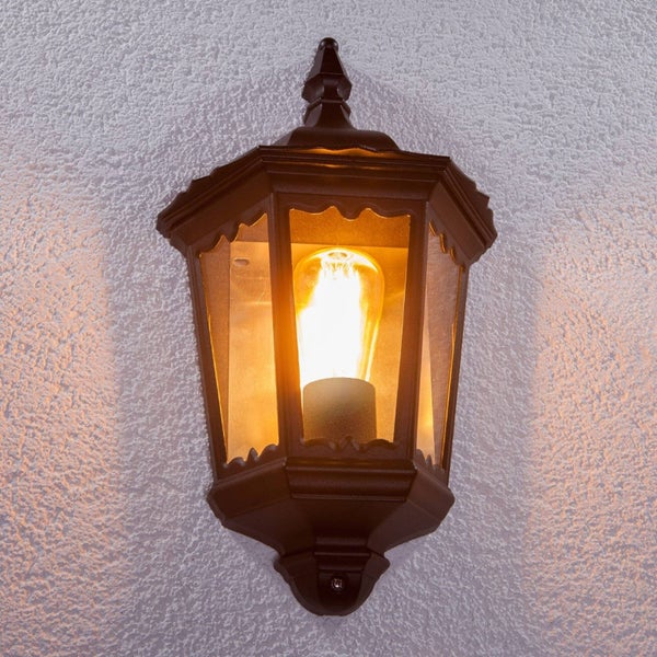 Lindby Wandleuchte außen Lieva (spritzwassergeschützt (Retro, Vintage Antik) in Schwarz aus Aluminium (1 flammig E27) - Außenwandleuchten Wandlampe Led Außenlampe Outdoor für