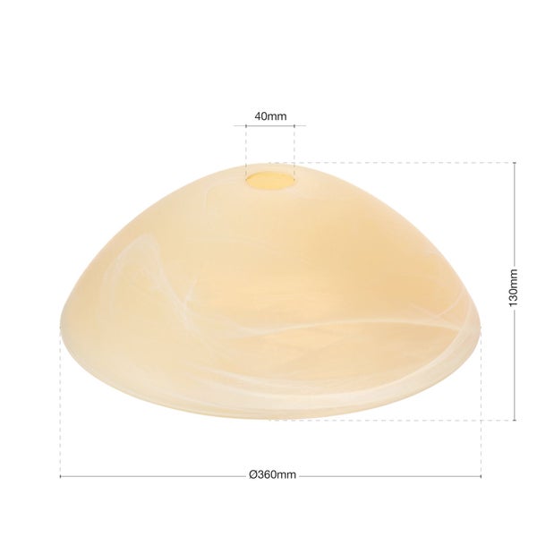 Lampenschirm aus Glas mit den Maßen 360 mm Durchmesser und 130 mm Höhe