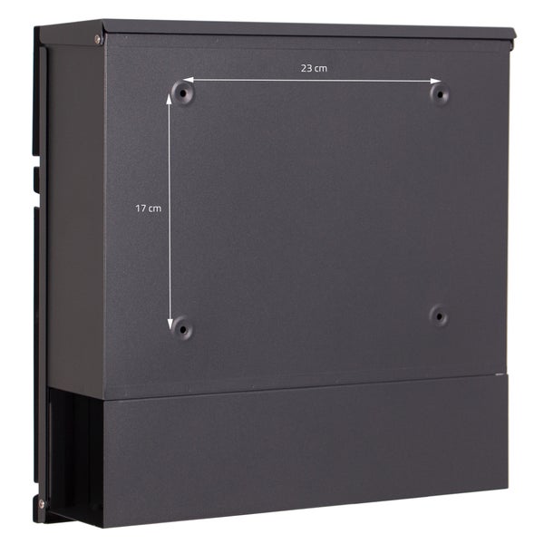 ECD Germany Standbriefkasten mit Zeitungsfach, Design Briefkasten mit Pfosten, Briefkastenanlage, Briefkastenständer Anthrazit 120cm Edelstahl pulverbeschichtet, Postkasten Anthrazit-Marmoroptik Stahl
