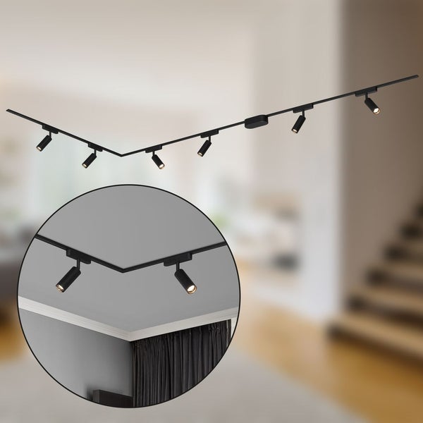 Briloner Luxtrail Schienensystem, Komplettset, 6x LED Spots, Warmweiß, L-Form, Schwarz, 3m