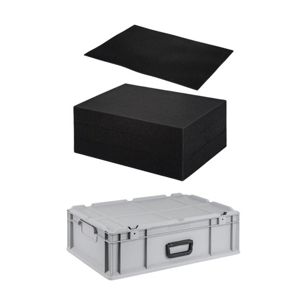 PROREGAL Eurobox NextGen Portable Mit Rasterschaumstoff und Schaumstoffeinlage HxBxT 18,5 x 40 x 60 cm 34 Liter Eurobehälter Transportbox
