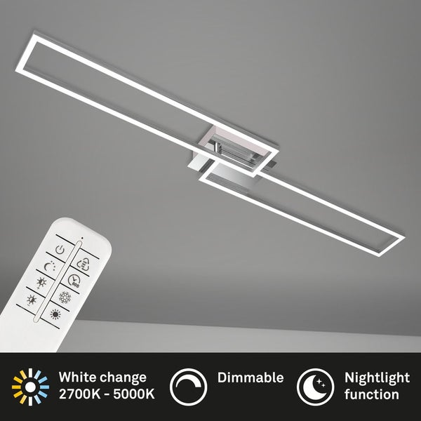 LED Deckenleuchte Wandlampe CCT dimmbar Fernbedienung 40W silber Metall Briloner