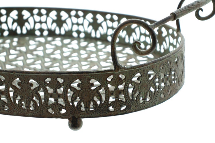 FRANK FLECHTWAREN | Tablett Antik, METALL, 43 x 26 x 12 cm