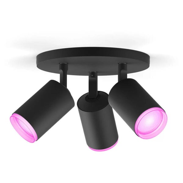 Philips Hue Bluetooth White & Color Ambiance Deckenspot Fugato in Schwarz 3x GU10 4,2W 350lm