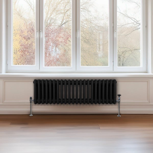 Traditioneller 3-Spalten-Heizkörper - 300 x 1012 mm - Schwarz