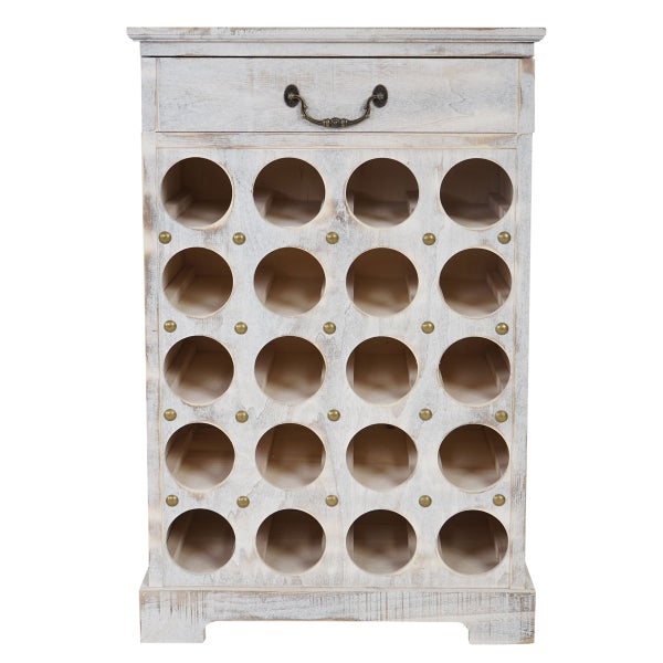 Weinregal aus Holz mit Schublade und 16 Fächern