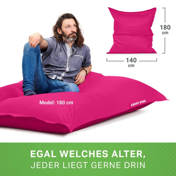 Green Bean Sitzsack XXL 140x180cm 380 Liter Kinder & Erwachsene Bean Bag EPS Perlen Füllung Riesensitzsack Groß Draußen Outdoor Liegekissen Waschbar Wetterfest Lounge Sitzkissen Bodenkissen Pink