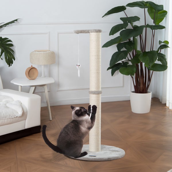 Home Deluxe - Kratzpfosten NEVA - Farbe: Grau, Maße: 101 x 49 x 49 cm, Material: Polyester, Sisal, Gestell: MDF I Katzenbaum Kratzpfosten Kratzstamm