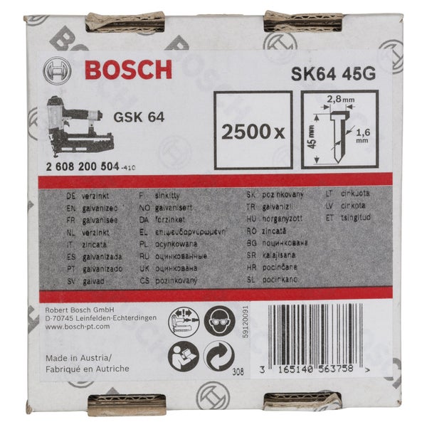 Bosch Senkkopf-Stift SK64 45G, 1,6 mm, 45 mm, verzinkt - 2608200504