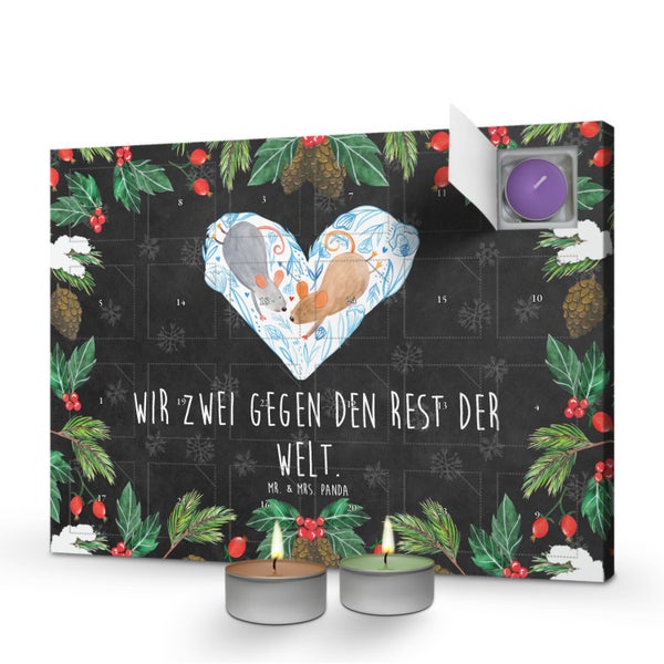 Mr. & Mrs. Panda Duftkerzen Adventskalender Mäuse Herz - Schwarz