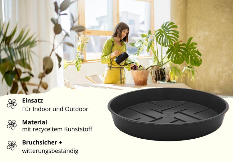 Plastard Untersetzer 10er Set Ø 14 cm Anthrazit - Blumentopf Pflanztopf Kübel