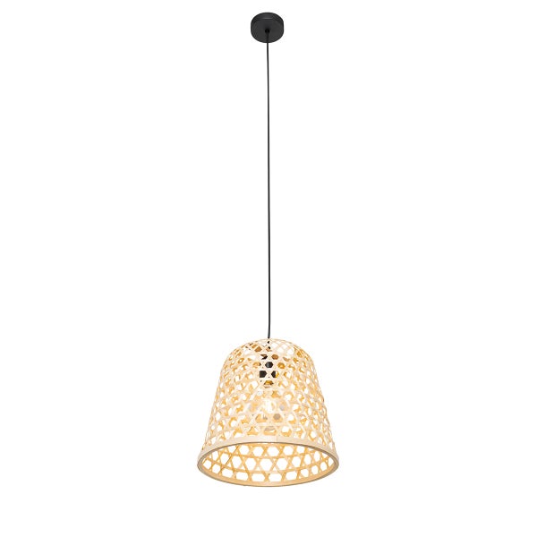 Hängelampe mit Lampenschirm aus Flechtmaterial