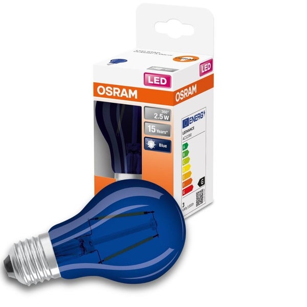 OSRAM LED Filament Lampe ersetzt 4W E27 Birne - A60 2,5W 45lm 9000K Einerpack