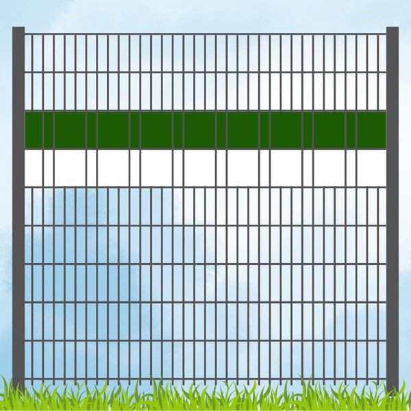 Doppelstabmattenzaun mit Sichtschutzstreifen