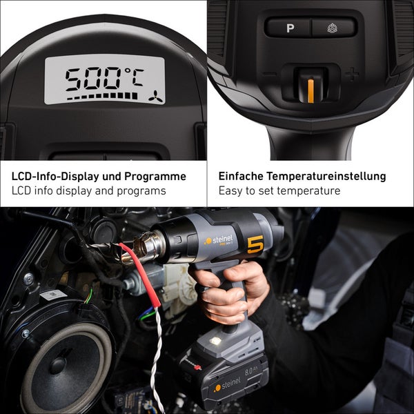 Herbstliche Szene mit Solarleuchte, Blumen, Tasse Tee, Croissant und Büchern auf einem Holztisch