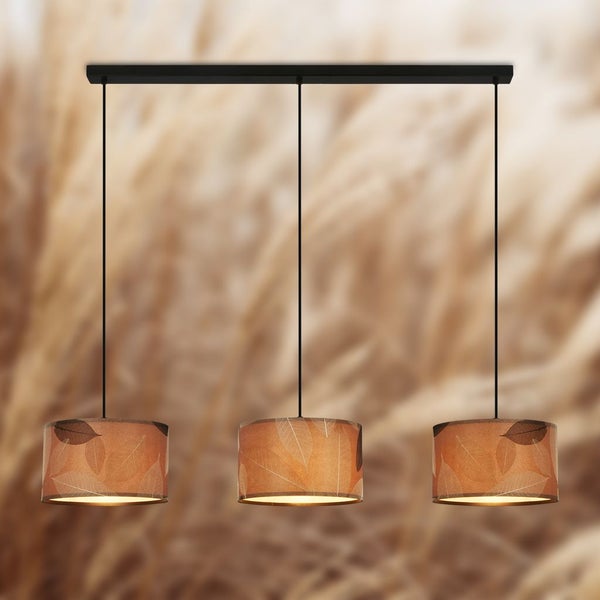 Briloner Mata Pendelleuchte, Blätterdekor, 3-Flammig, Boho-Stil, E27 Fassung, Caffefarben, 110 x 25 x 120 cm