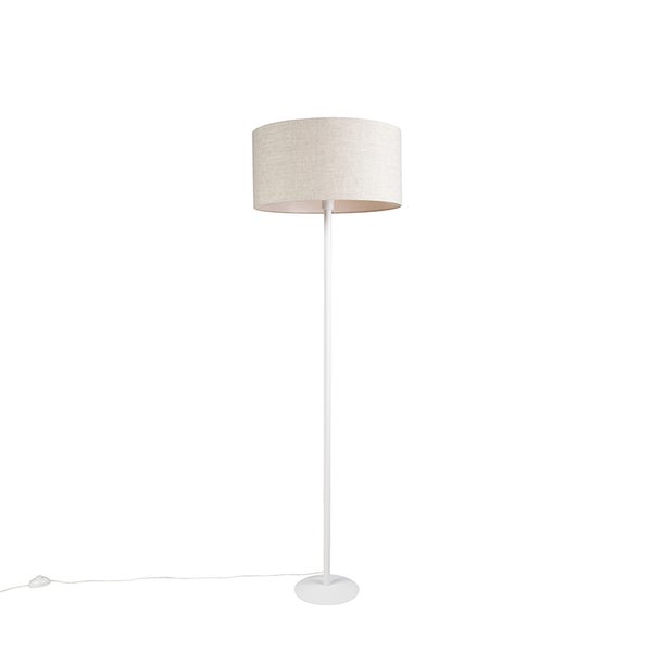 QAZQA - Moderne Stehlampe weiß mit pfefferfarbenem Schirm 50 cm - Simplo I Wohnzimmer I Schlafzimmer - Stahl Länglich - LED geeignet E27