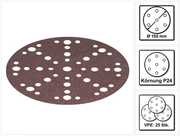Festool STF-D150/48 P24 SA/25 Schleifscheibe Saphir P24 150 mm 25 Stk. ( 575194 ) für RO 150, ES 150, ETS 150, ETS EC 150, LEX 150, WTS 150, HSK-D 150