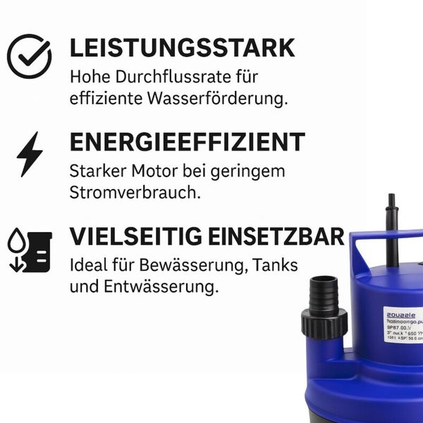 Leistungsstarke, energieeffiziente und vielseitig einsetzbare Pumpe für Bewässerung, Tanks und Entwässerung.