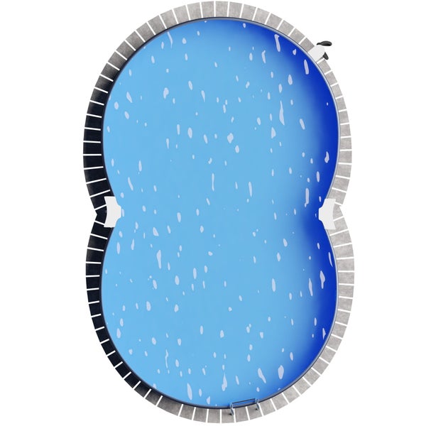 Aufsicht eines Pools mit Wasser und Leiter