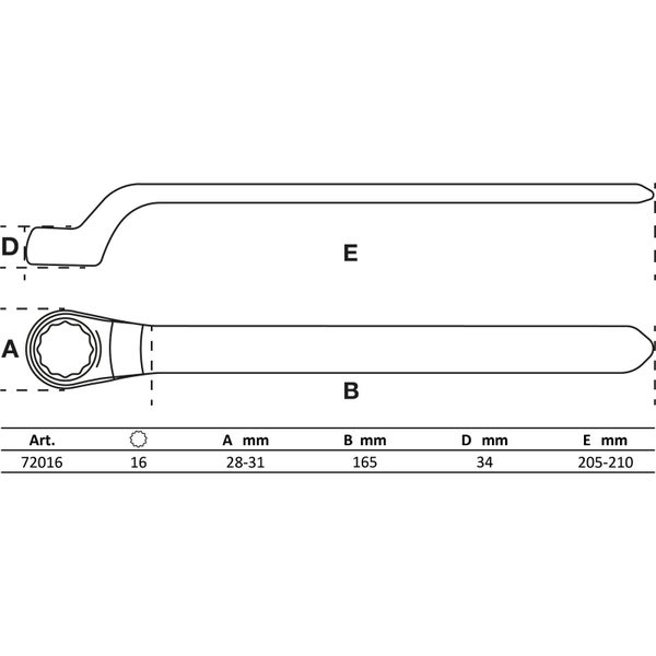 BGS VDE-Einringschlüssel tief gekröpft SW 16 mm - 72016