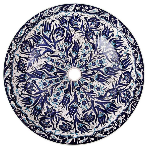 Waschbecken aus Keramik mit floralem Muster