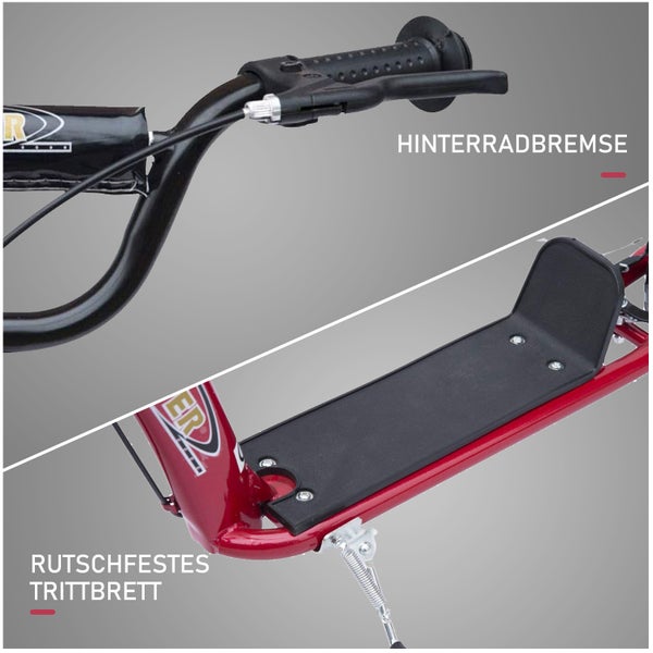 HOMCOM Kinderroller, L120 x B52 x H80-88 cm, Stahl, PVA, EVA, Rot