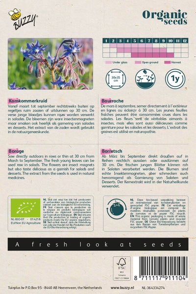 Buzzy Borretsch-Samenpackung für den biologischen Anbau