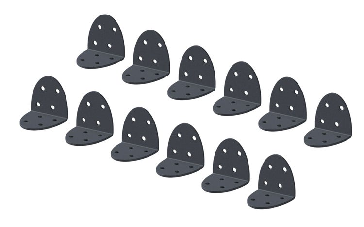 Set mit 12 Winkelverbindern aus Metall für Holzverbindungen