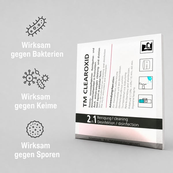 TM CLEAROXID 2 in 1 Reinigung und Desinfektion für Instrumente wirksam gegen Bakterien, Keime und Sporen.