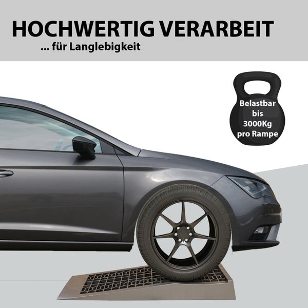 Auto auf einer stabilen Auffahrrampe für Reparaturen bis 3000 Kilogramm Last