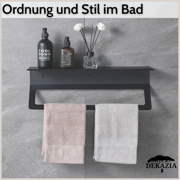 DEKAZIA® Handtuchhalter schwarz matt Handtuchhalter Bad Handtuchhalter Wand Duschwand Handtuchstange Gästehandtuchhalter Handtuchregal Badetuchhalter Handtuchhalterung Bohren Geschirrtuchhalter Küche