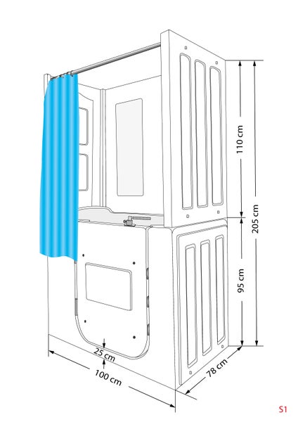 Seniorendusche Wanne Whirlpool S02D-WP-A-R 78x100x205cm