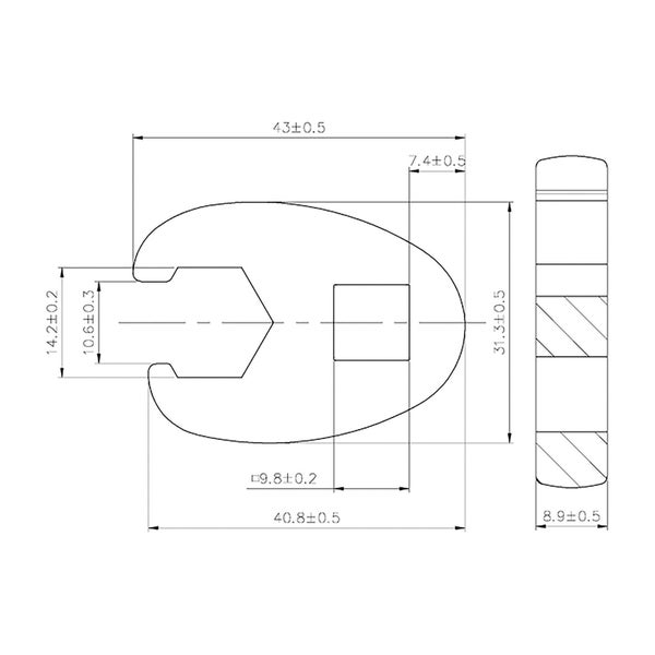 BGS Hahnenfußschlüssel Antrieb Innenvierkant 10 mm (3/8) SW 14 mm - 1756-14