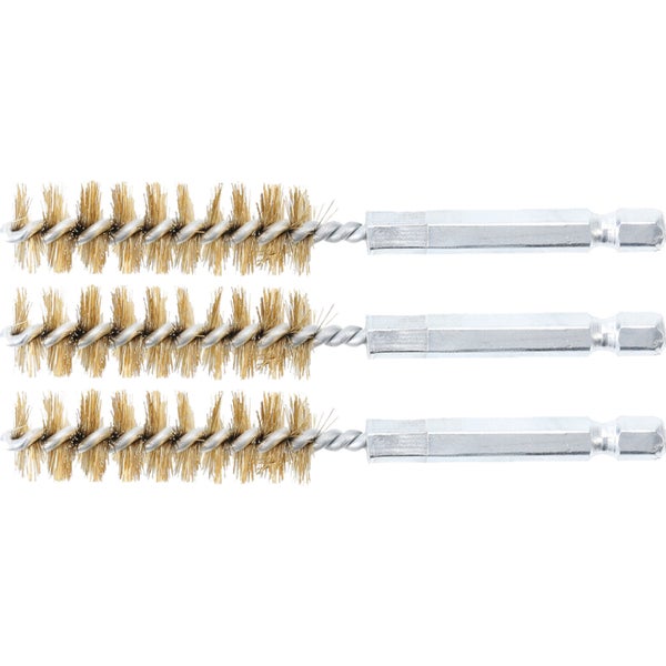 BGS Messingbürste 14 mm Antrieb Außensechskant 6,3 mm (1/4) 3tlg. - 3078-14-M